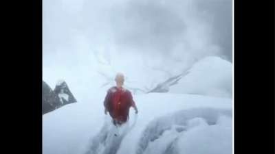 Man in red tshirt walking in snow trending game Instagram Memes Download