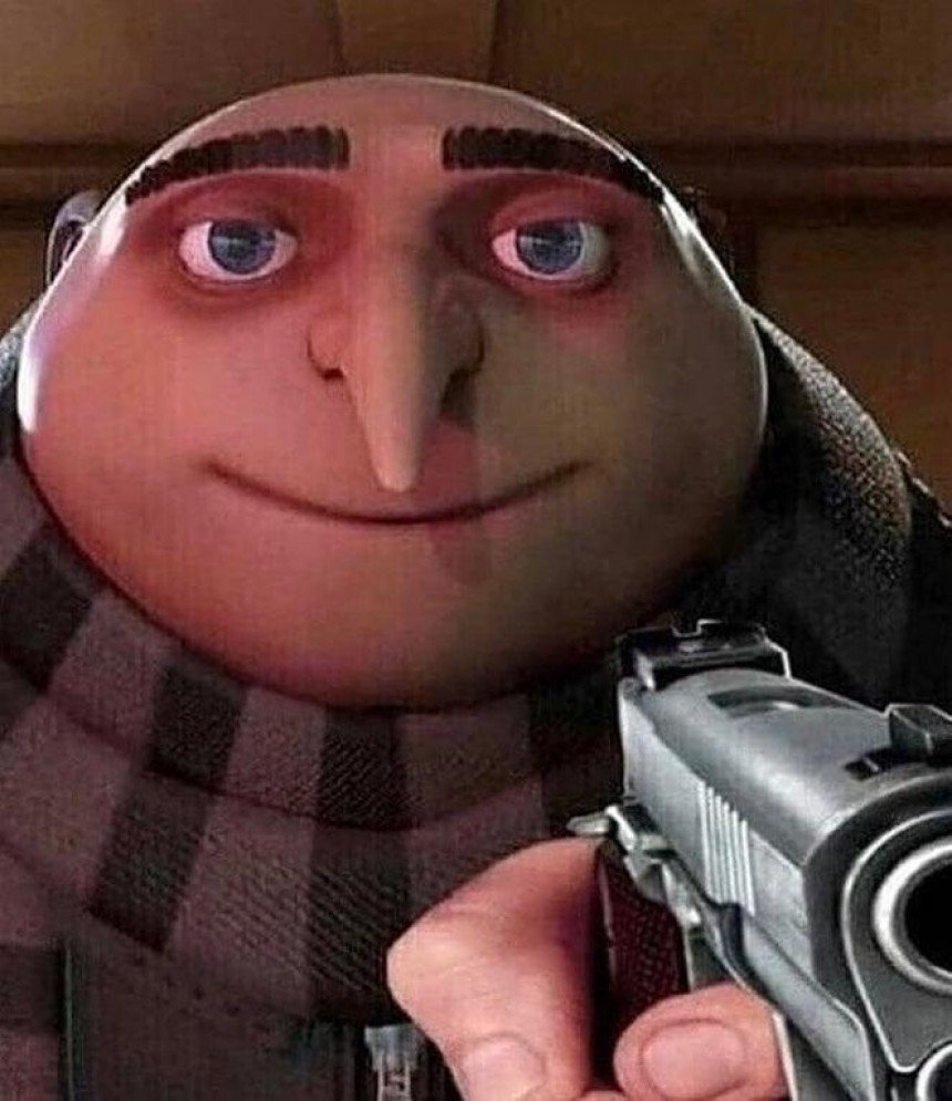 Despicable. . . . [Image Description: Meme of Gru from Despicable Me with a  whiteboard that reads Accept gun lobby money, Send thoughts…