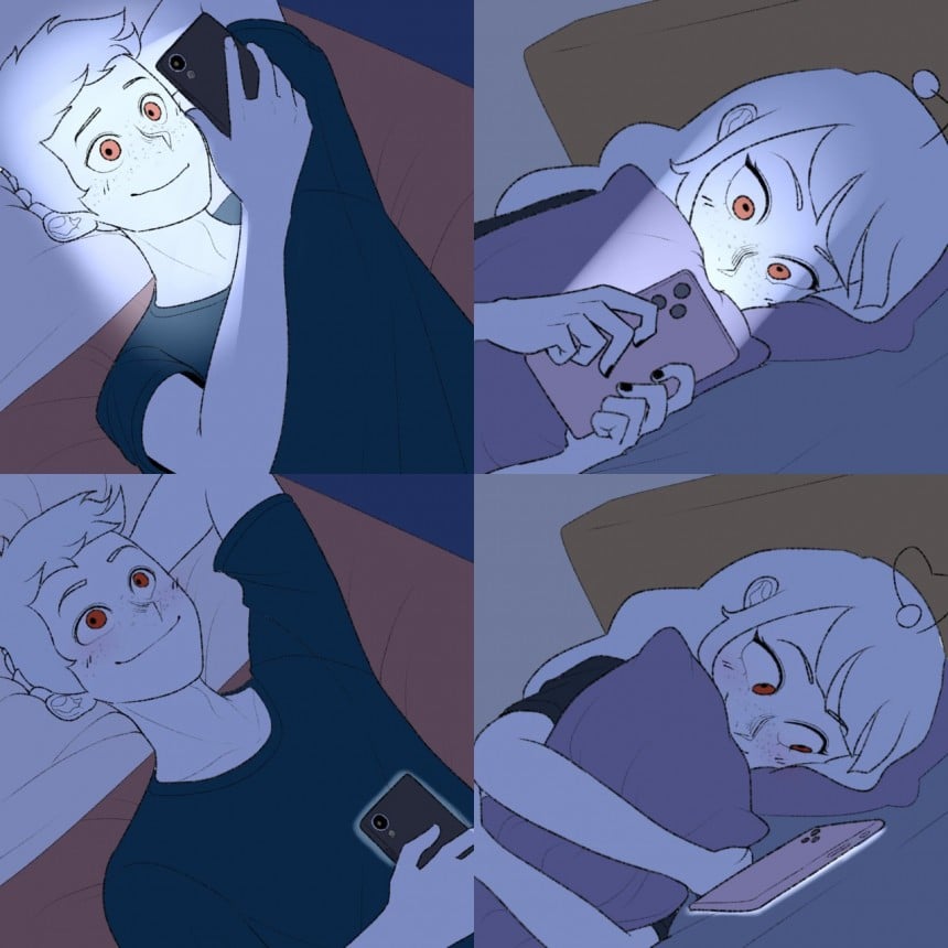 Couple Texting in Bed Meme Template