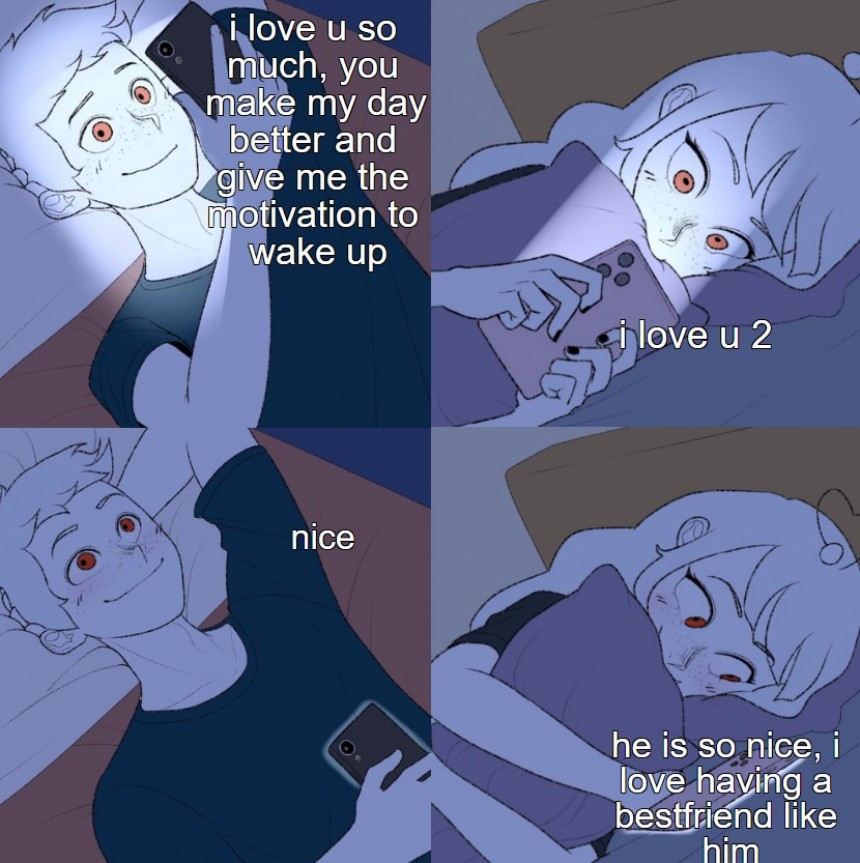 Couple Texting In Bed Meme